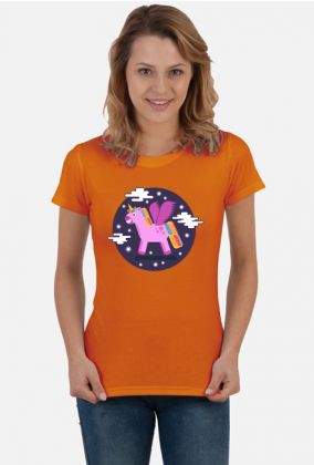 T-shirt damski - Jednorożec pośród gwiazd