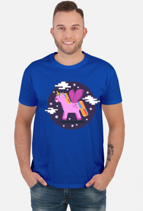 T-shirt męski - Jednorożec pośród gwiazd