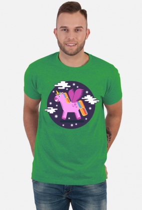 T-shirt męski - Jednorożec pośród gwiazd