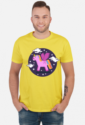 T-shirt męski - Jednorożec pośród gwiazd
