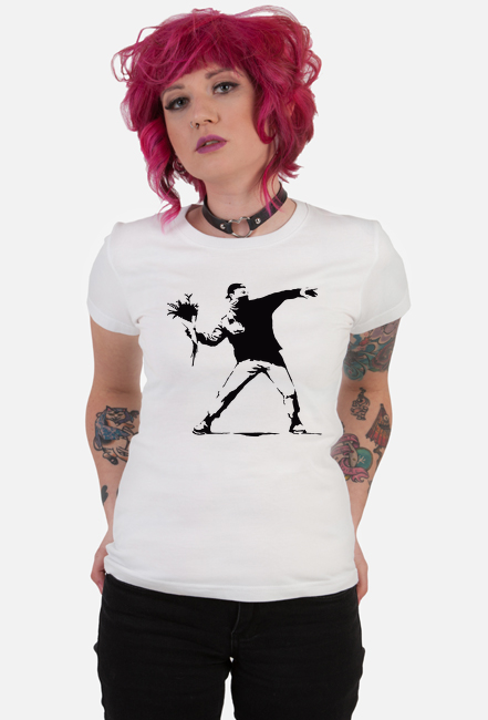 Banksy Flower bomber koszulka damska biała