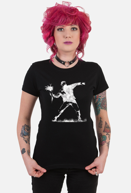 Banksy Flower bomber koszulka damska czarna