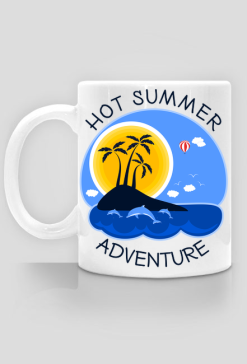 Kubek biały na lato i wakacje - Hot Summer Adventure