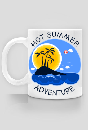Kubek biały na lato i wakacje - Hot Summer Adventure
