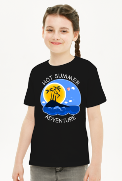 Koszulka dziewczęca czarna na wakacje i lato - Hot Summer Adventure
