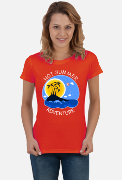 Koszulka damska czerwona na wakacje i lato - Hot Summer Adventure