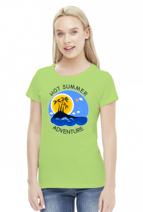 Koszulka damska zielona na wakacje i lato - Hot Summer Adventure