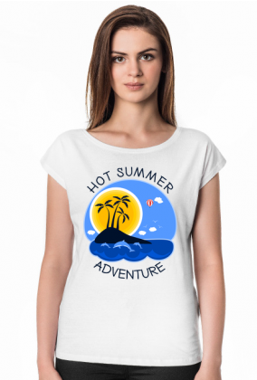 Koszulka damska biała na wakacje i lato - Hot Summer Adventure
