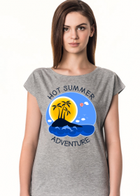 Koszulka damska szara na wakacje i lato - Hot Summer Adventure