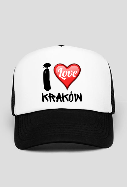 Czapka z daszkiem czarno-biała - I Love Kraków