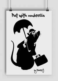 Plakat Rat with umbrella A1