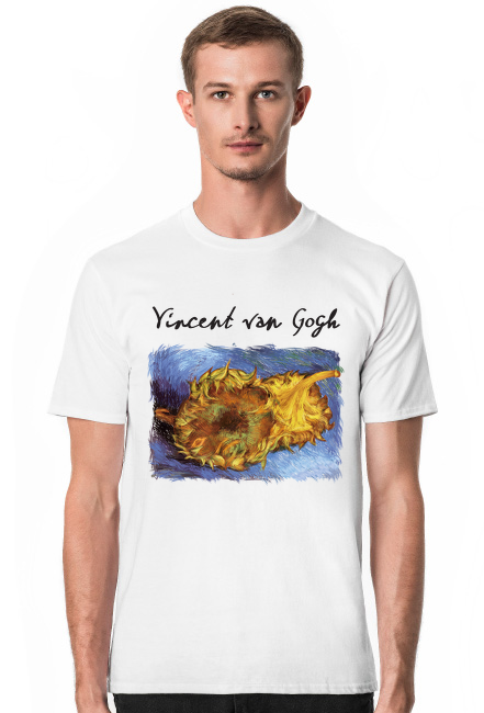 Koszulka męska Słoneczniki Vang Gogh biała
