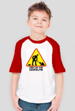 szufla - t-shirt biało-czerwony dziecięcy