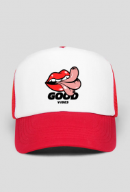 różowa czapka z daszkiem z nadrukiem