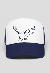 niebieska czapka z daszkiem z nadrukiem