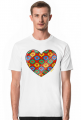 Serce Puzzle - Biała koszulka męska