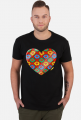 Serce Puzzle - Czarna koszulka męska