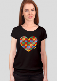 Serce Puzzle - Czarna koszulka damska