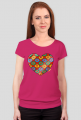 Serce Puzzle - Różowa koszulka damska