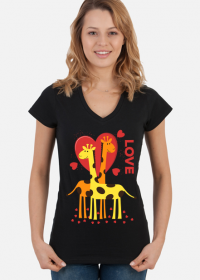 Zakochane Żyrafy - Czarna koszulka damska
