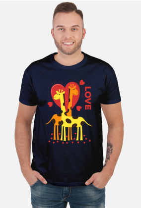 Zakochane Żyrafy - Granatowa koszulka męska