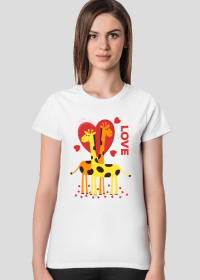 Zakochane Żyrafy - Biała koszulka damska