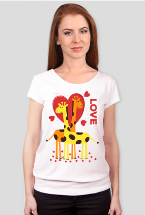 Zakochane Żyrafy - Biała koszulka damska