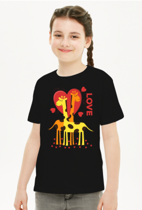 Zakochane Żyrafy - Czarna koszulka dziecięca