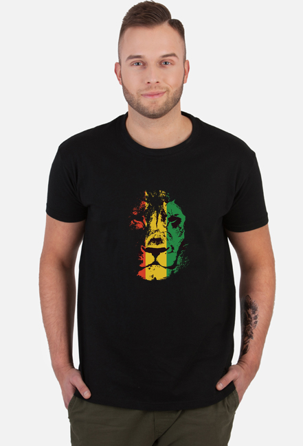 RASTA LION koszulka męska czarna