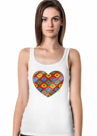 Serce Puzzle - Biała koszulka damska na ramiączkach