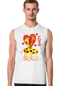 Zakochane Żyrafy - Biała koszulka męska bez rękawów