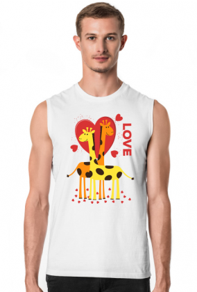 Zakochane Żyrafy - Biała koszulka męska bez rękawów