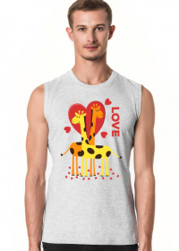 Zakochane Żyrafy - Szara koszulka męska bez rękawów