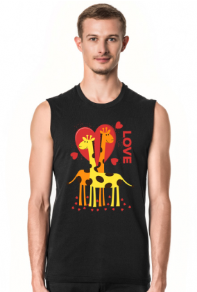 Zakochane Żyrafy - Czarna koszulka męska bez rękawów