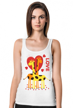 Zakochane Żyrafy - Biała koszulka damska na ramiączkach