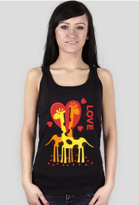 Zakochane Żyrafy - Czarna koszulka damska na ramiączkach