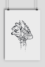 Czarne serce ręka kościotrupa