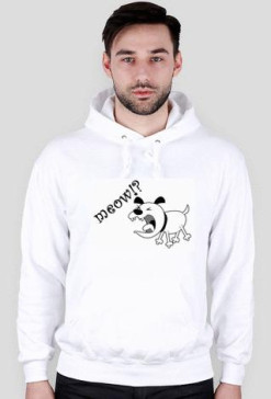 meow - bluza z kapturem biała