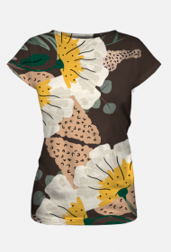 brązowa koszulka w kwiaty