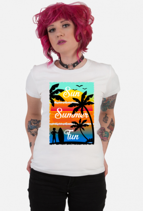 Sun Summer Fun - Biały damski tshirt