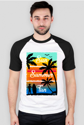 Sun Summer Fun - Biała koszulka męska z rękawami kolor