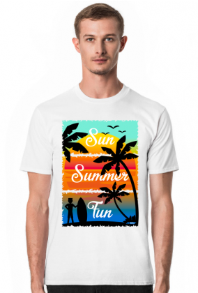 Sun Summer Fun - Biały męski tshirt
