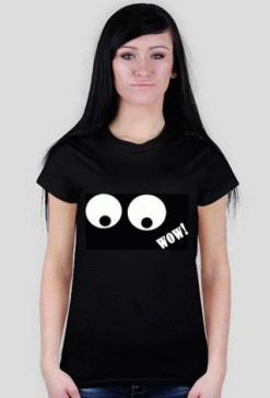 wow - t-shirt czarny damski