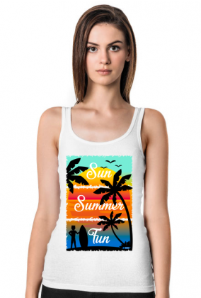 Sun Summer Fun - Damska koszulka biała na ramiączkach