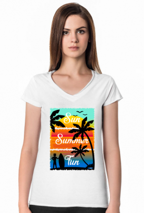 Sun Summer Fun - Biała koszulka damska