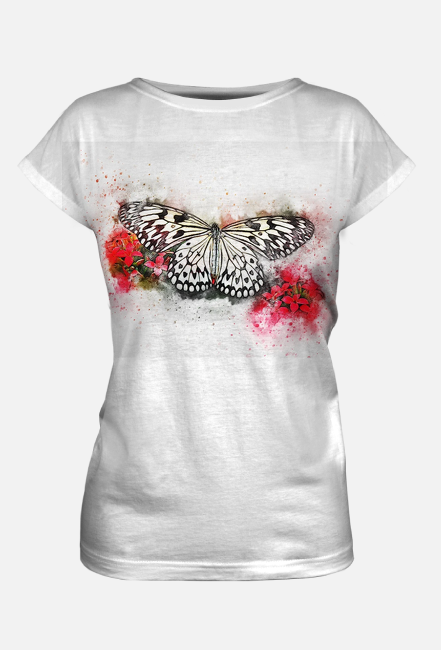 Motyl kwiaty koszulka damska FP