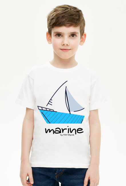 Koszulka t-shirt chłopięca, biała - MARINE by Visit Gdynia
