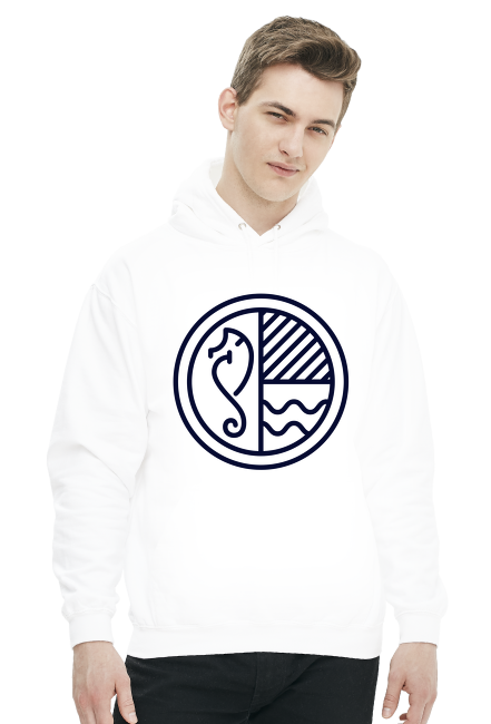 Bluza unisex "kangurek" biała - MARINE by Visit Gdynia