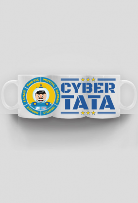 Cyber Tata - Kubek biały dla taty z dużym nadrukiem