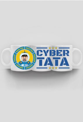 Cyber Tata - Kubek biały dla taty z dużym nadrukiem